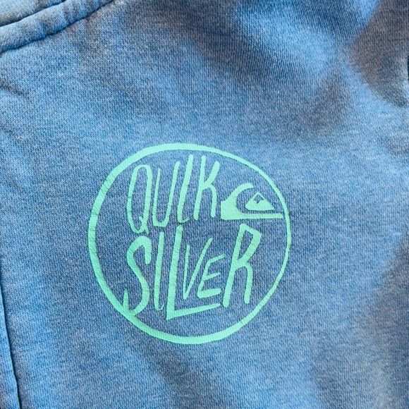 Boys Quiksilver Blue Full Zip Hoodie,‎ Sweatshirt, Green Logo, Youth Small / 10. - Picture 4 of 9